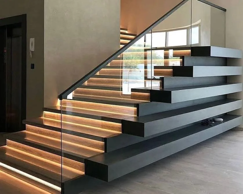 Aluminium Straight Staircase Dubai Modern Interior Design